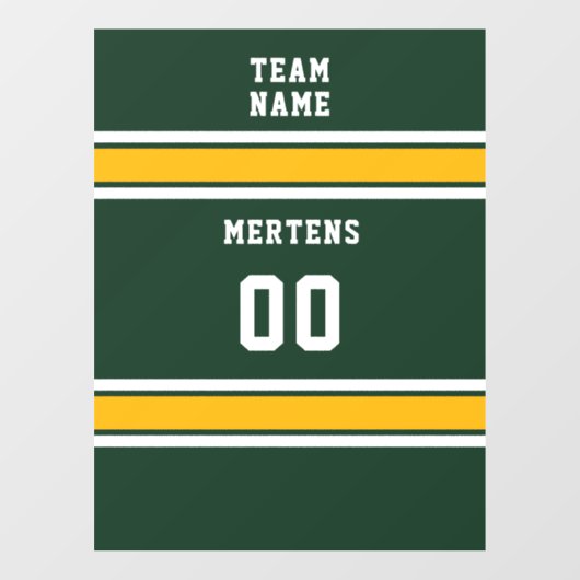 Name des Teams Green Gold White Sports Jersey Fensteraufkleber (Blatt)