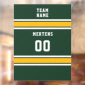 Name des Teams Green Gold White Sports Jersey Fensteraufkleber (Blatt 2)