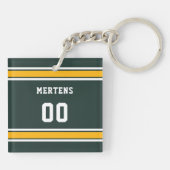 Name des Teams Green Gold White Sports Jersey Schlüsselanhänger (Rückseite)