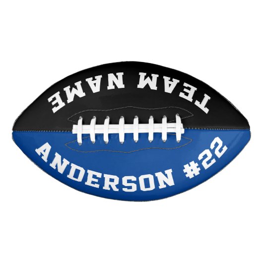 Name des Teams, Name des Spielers und Nummer Football (Vorderseite)
