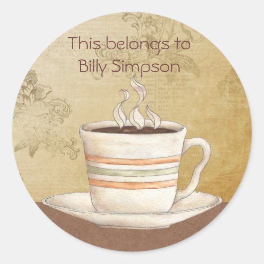 Name des Tellers Runder Aufkleber (Vorderseite)