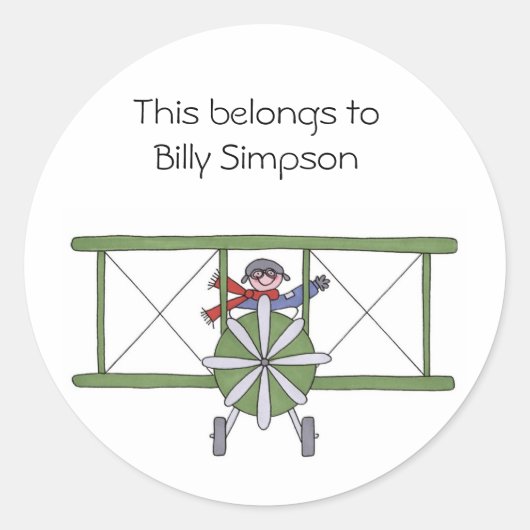 Name des Tellers Runder Aufkleber (Vorderseite)