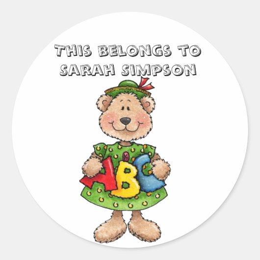 Name des Tellers Runder Aufkleber (Vorderseite)