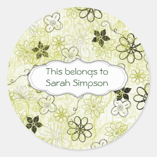 Name des Tellers Runder Aufkleber (Vorderseite)