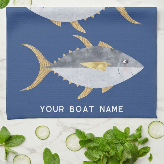 Name des Thunfischboots Geschirrtuch (Gefaltet)