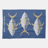 Name des Thunfischboots Geschirrtuch (Horizontal)