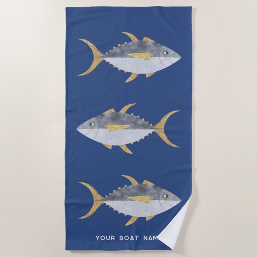 Name des Thunfischboots Strandtuch (Vorderseite)