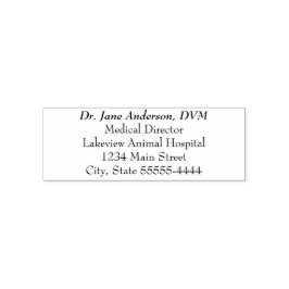 Name des Tierarztes (fett kursiv) Jobtitel Rücksen Permastempel