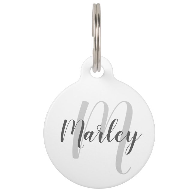 Name des Tieres, Monogramm mit QR-Code des Besitze Haustiermarke (Vorderseite)