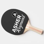 Name des Tischtennis-Players auf Holzkohle in schw Tischtennis Schläger (Seitenansicht)