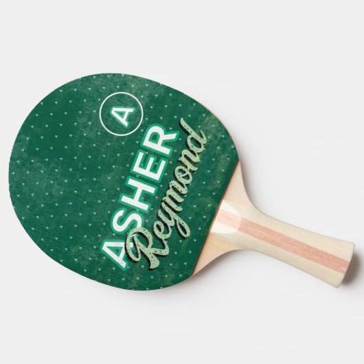 Name des Tischtennis-Spielers erschüttert GRÜNE Tischtennis Schläger (Seitenansicht)
