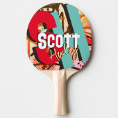 Name des Tischtennisspielers Fett Farbe Monogramm Tischtennis Schläger (Vorderseite)