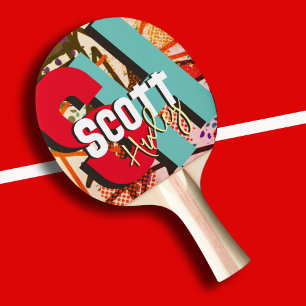 Name des Tischtennisspielers Fett Farbe Monogramm Tischtennis Schläger