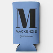 Name des Trauzeugen Monogramm Blau Selters Dosenkühler (Vorderseite)