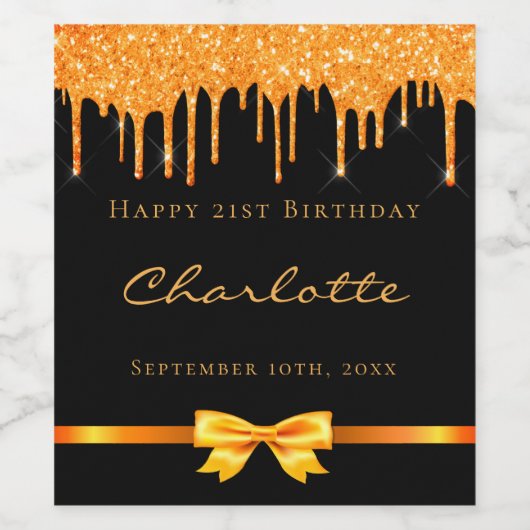 Name des Tropfens des Glitzer Weinetikett (Einzelnes Label)