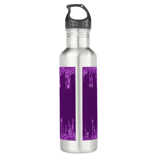 Name des Tropfens des lila Glitzer Edelstahlflasche (Rückseite)