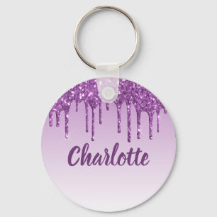 Name des Tropfens des lila Glitzer Schlüsselanhänger