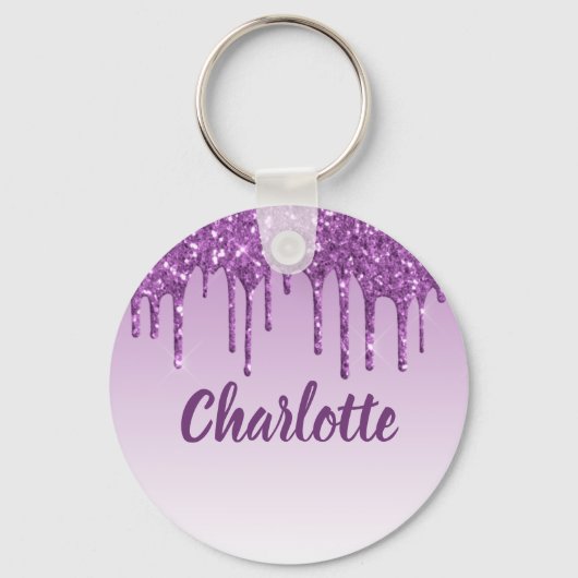 Name des Tropfens des lila Glitzer Schlüsselanhänger (Vorderseite)
