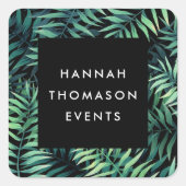 Name des tropischen botanischen Unternehmens Quadratischer Aufkleber (Vorderseite)