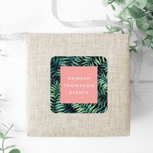 Name des tropischen botanischen Unternehmens Quadratischer Aufkleber