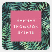 Name des tropischen botanischen Unternehmens Quadratischer Aufkleber (Vorderseite)