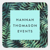 Name des tropischen botanischen Unternehmens Quadratischer Aufkleber (Vorderseite)