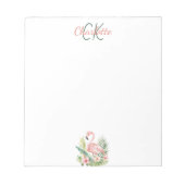 Name des tropischen Pink-Flamingo-Monogramms Notizblock (Vorderseite)