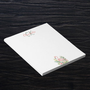 Name des tropischen Pink-Flamingo-Monogramms Notizblock
