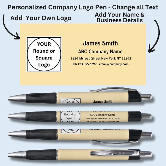 Name des Unternehmens auf Beige-Hintergrund hinzuf Kugelschreiber