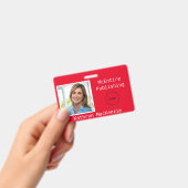 Name des Unternehmens Foto Rotes Logo Ausweis (Handheld)