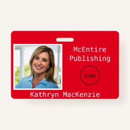 Name des Unternehmens Foto Rotes Logo Ausweis