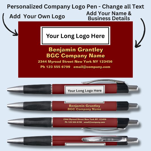 Name des Unternehmens hinzufügen, Orange-Text Kugelschreiber