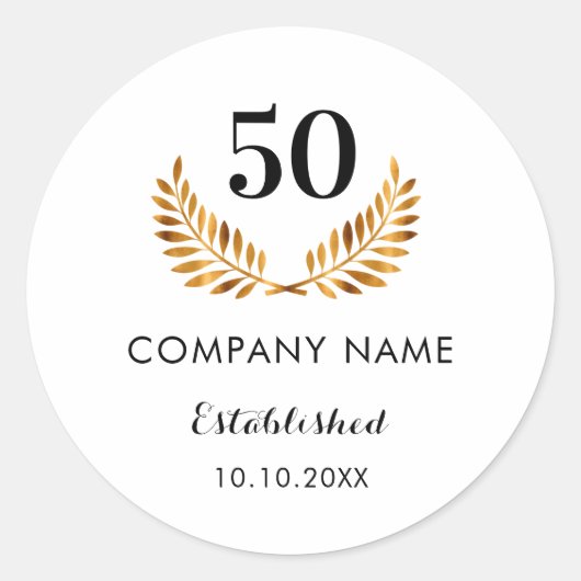 Name des Unternehmens im Jahr Gold Runder Aufkleber (Vorderseite)