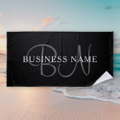 Name des Unternehmens oder Name Monogram | Schwarz Strandtuch
