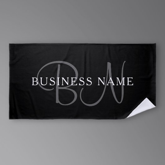 Name des Unternehmens oder Name Monogram | Schwarz Strandtuch