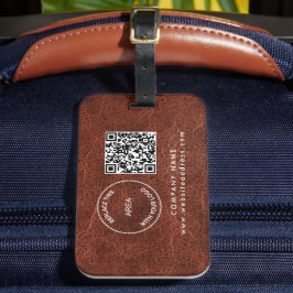 Name des Unternehmens QR Code Braun Imitat Leather Gepäckanhänger
