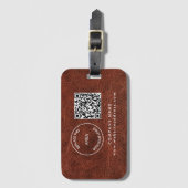 Name des Unternehmens QR Code Braun Imitat Leather Gepäckanhänger (Vorderseite Vertikal)
