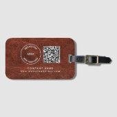 Name des Unternehmens QR Code Braun Imitat Leather Gepäckanhänger (Vorderseite (Horizontal))