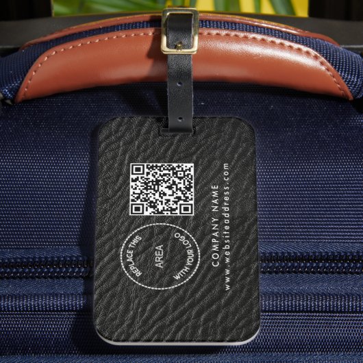 Name des Unternehmens QR Code Leather Black Imitat Gepäckanhänger (Vorderseite Insitu 2)