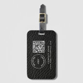 Name des Unternehmens QR Code Leather Black Imitat Gepäckanhänger (Vorderseite Vertikal)