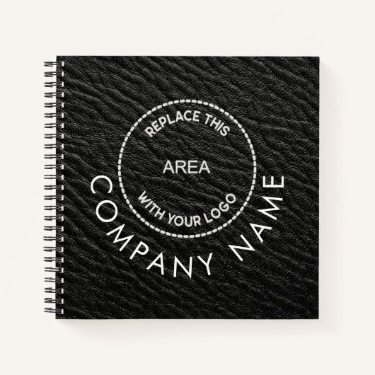 Name des Unternehmens QR Code Leather Black Imitat Notizblock (Vorderseite)