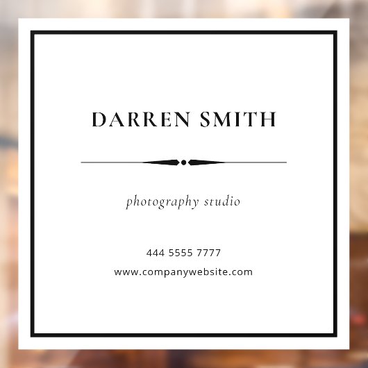 Name des Unternehmens schwarz auf weiß Fensteraufkleber (Blatt 2)