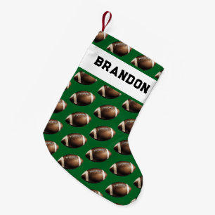 Name des Vintag-braunen Fußballmusters Kleiner Weihnachtsstrumpf