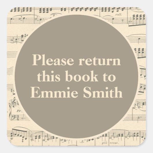 Name des Vintagen antiken Buchzeichens Quadratischer Aufkleber (Vorderseite)