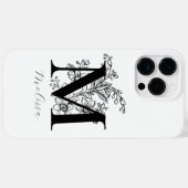 Name des Vintagen Botanischen Monogramms Case-Mate iPhone Hülle (Rückseite (Horizontal))
