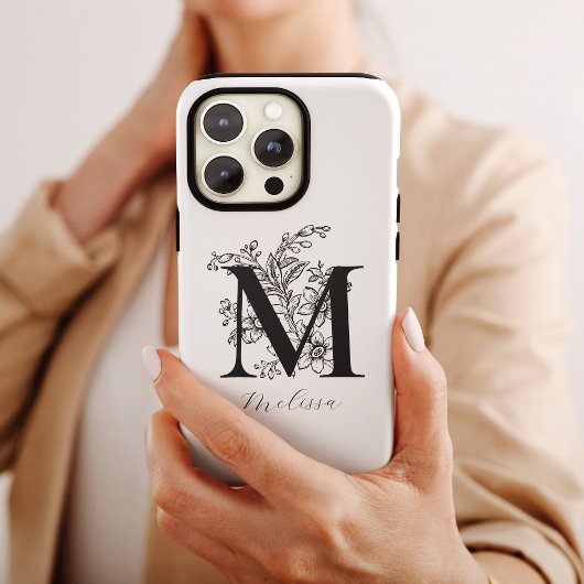 Name des Vintagen Botanischen Monogramms Case-Mate iPhone Hülle