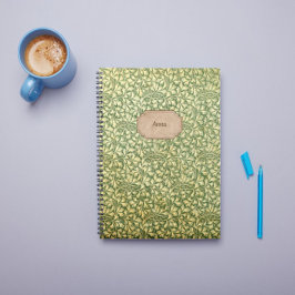 Name des Vintagen gelben und grünen Blattmusters Notizblock