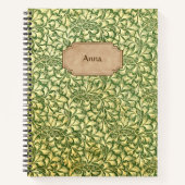 Name des Vintagen gelben und grünen Blattmusters Notizblock (Vorderseite)
