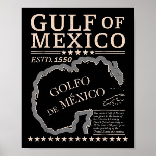 Name des Vintagen Golfs von Mexiko seit 1550 Poster
