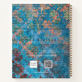 Name des Vintagen Musterskripts für Blauer Damast Notizblock (Rückseite)